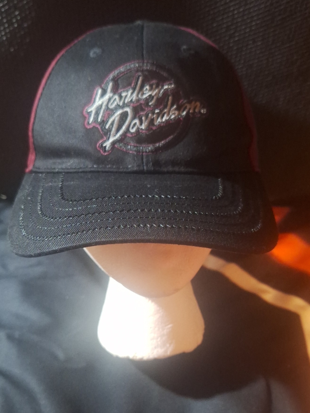 Vintage Harley-Davidson Black and Maroon Accent Cap